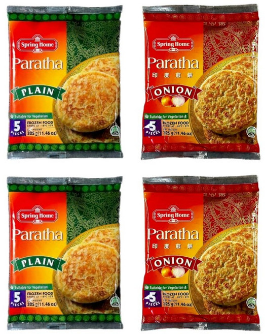 [스프링홈] 냉동 로띠 파라타 플레인+어니언 세트 Paratha halal