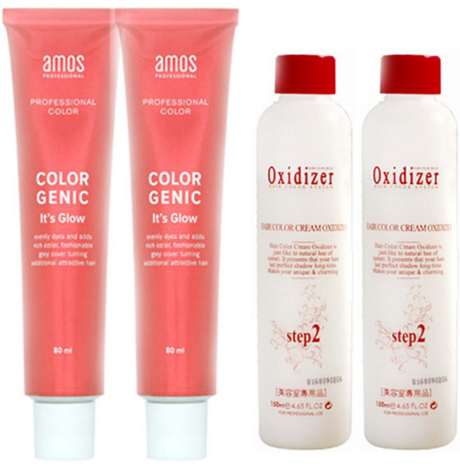 아모스 칼라제닉 잇츠 글로우 염색약 80ml(산화제포함), 7NB.자연스러운 갈색(+산화제) x2개, 1개