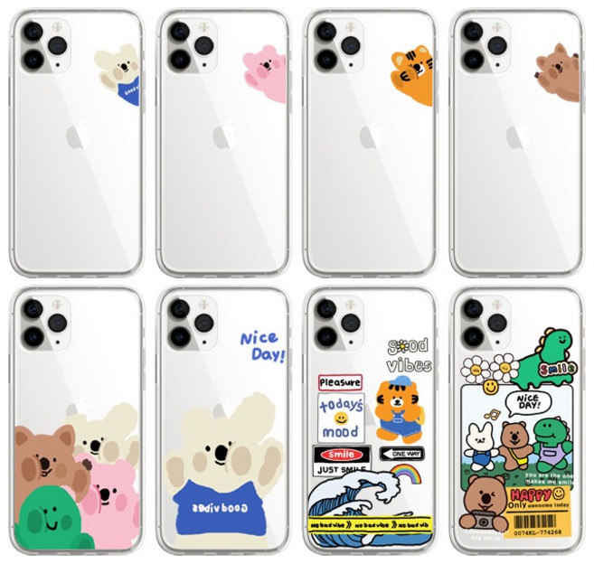 갤럭시A35 A34 A33 빼꼼 동물 투명 젤리 케이스