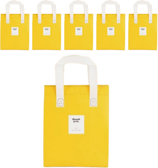 일회용 피크닉 도시락 미니 보냉백 보냉가방 쿨러백 대형 (스티커 포함), 6개, 옐로우