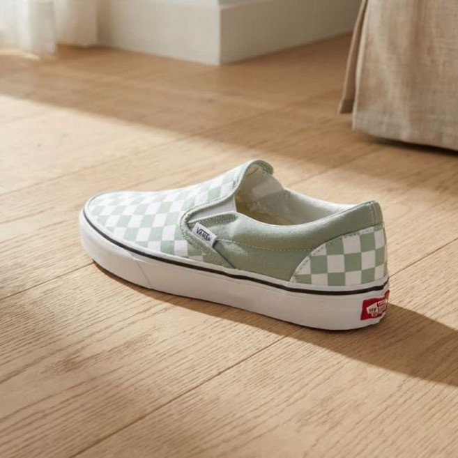반스 신발 스니커즈 운동화 슬립온 플랫화 런닝화 클래식 슬립 온 컬러 띠어리 체커보드 그레이 올리브 COLOR THEORY CHECKERBOARD Gray Olive 16881