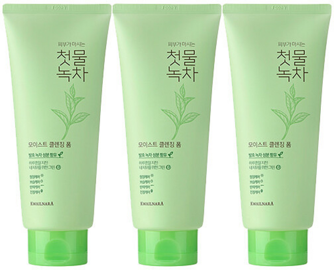 과일나라 첫물녹차 모이스트 클렌징폼, 3개, 180ml