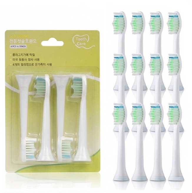 주주미엘 필립스 소닉케어 전동칫솔 호환 리필모 4개입, 4세트, 옵티멀 화이트