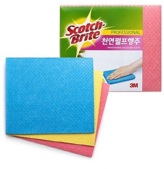 3M 천연 펄프 행주 L200 노랑 10매입 면사 주방 위생, 1개