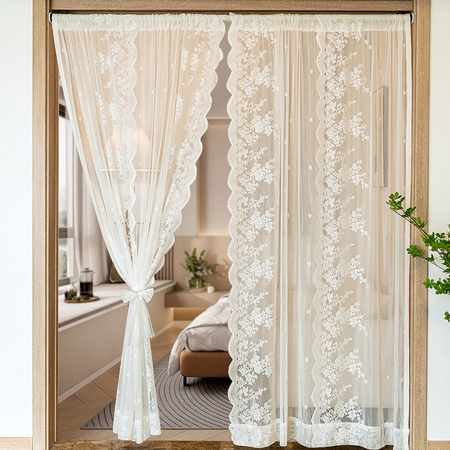 아이라 빈티지 레이 쉬폰커튼 인테리어 거실 커튼 2장