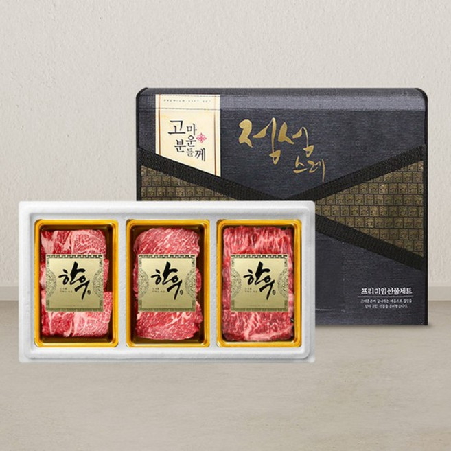 [설우돈가] 1등급 한우 로스 선물세트 3호 600g (등심/채끝/업진/각200g), 없음, 1