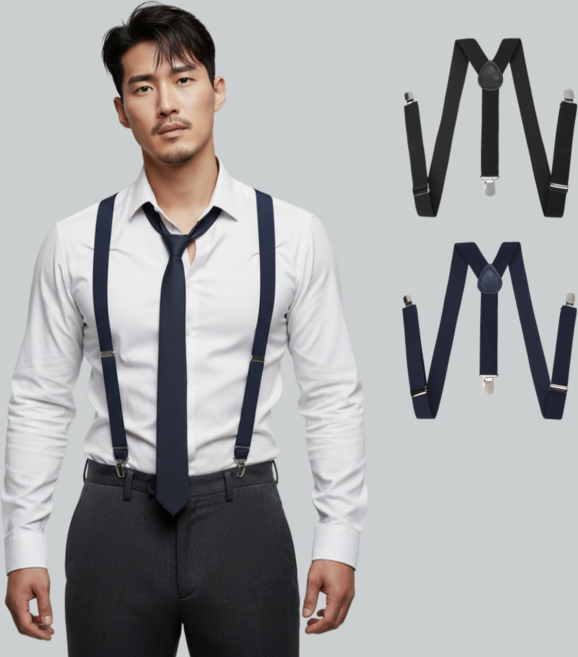 세련된 남자 정장 서스펜더 벨트 멜빵끈