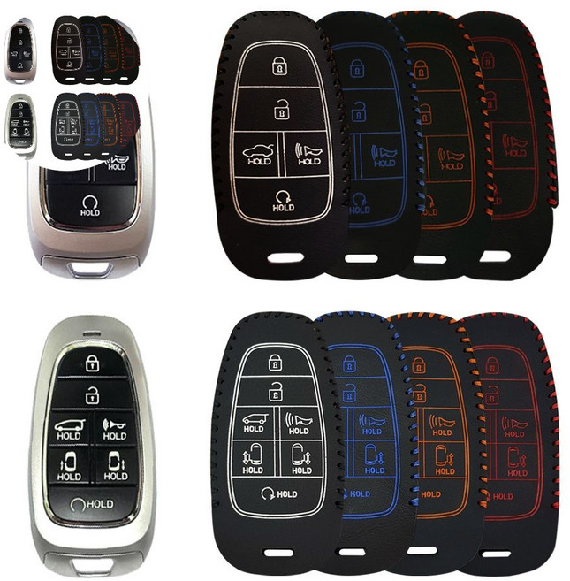 꾸밈 스타리아 스마트키 가죽키케이스 키홀더 자동차 용품, 7버튼, 레드