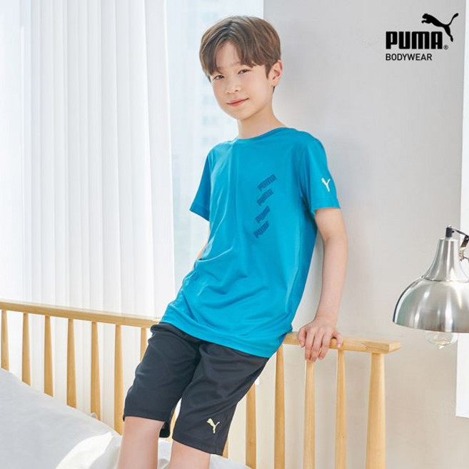 이월 [푸마] 남아 주니어 멀티 홈웨어 11차 상하의 2종 그린+블랙