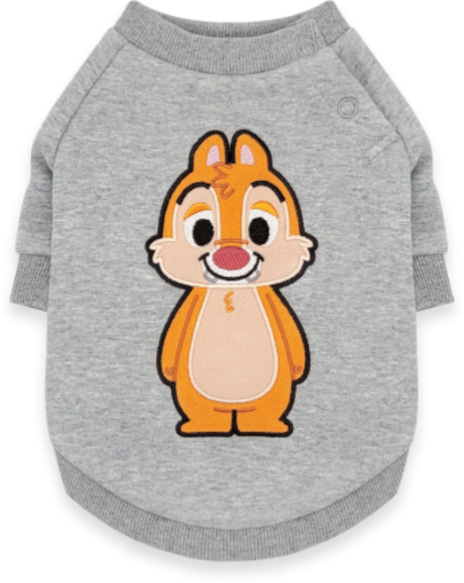 디즈니 반려동물 맨투맨 티셔츠 반려동물 티셔츠, 1개, 칩앤데일그레이