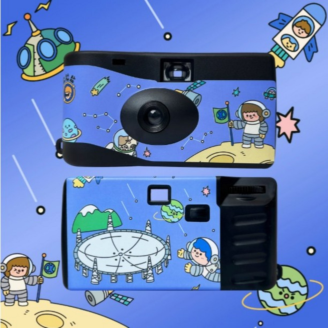 一次性即可拍相機 日系插畫設計, 1個, 太空人 彩色底片相機 18EXP
