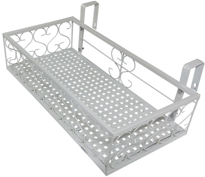 MK 베란다 화분걸이대 일반 난간용 (직각 50 X 25cm) 난간고리2개형, 화이트, 1단