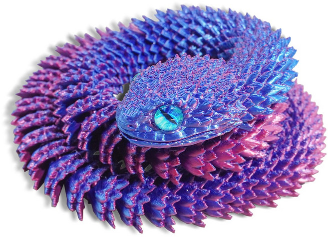 토이토 3D 프린터 뱀 관절 피규어 모형, 퍼플블루, 1개