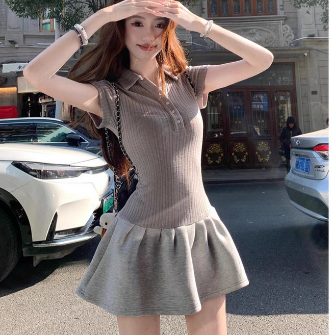 BROWMODA 여성 카라 반팔 테니스 원피스