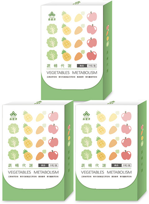 CEANKO 森健津 蔬菜暢代謝膠囊 (20粒/盒) | 膳食纖維 酵素 瓜拿納萃物 毛喉鞘蕊花萃取物 專利薑黃萃取物 窈窕, 3個, 20顆