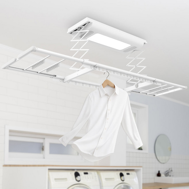 하드웰 스마트 빨래건조대 천장 베란다 전동 자동 LED조명 송풍 리모컨 직영설치가능, 콘크리트천장