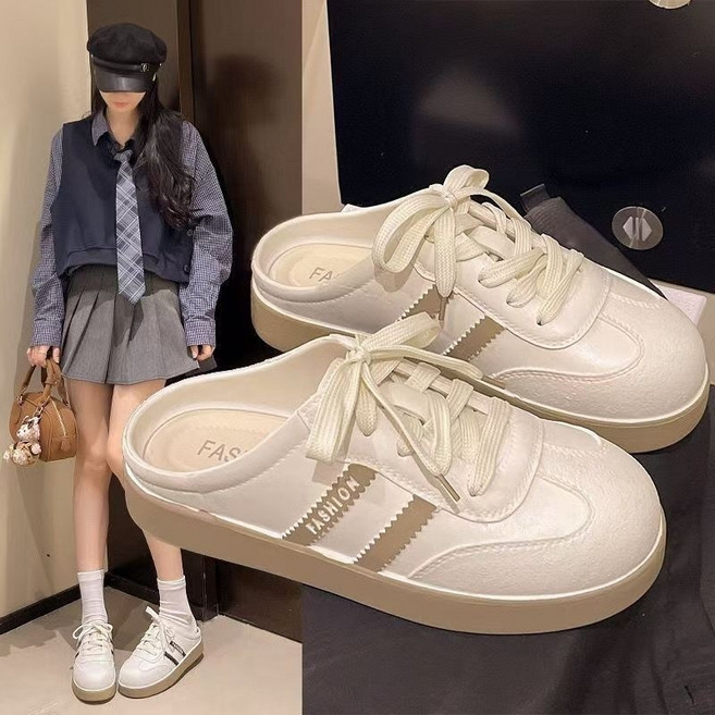 休閒德訓風包頭半拖女鞋
