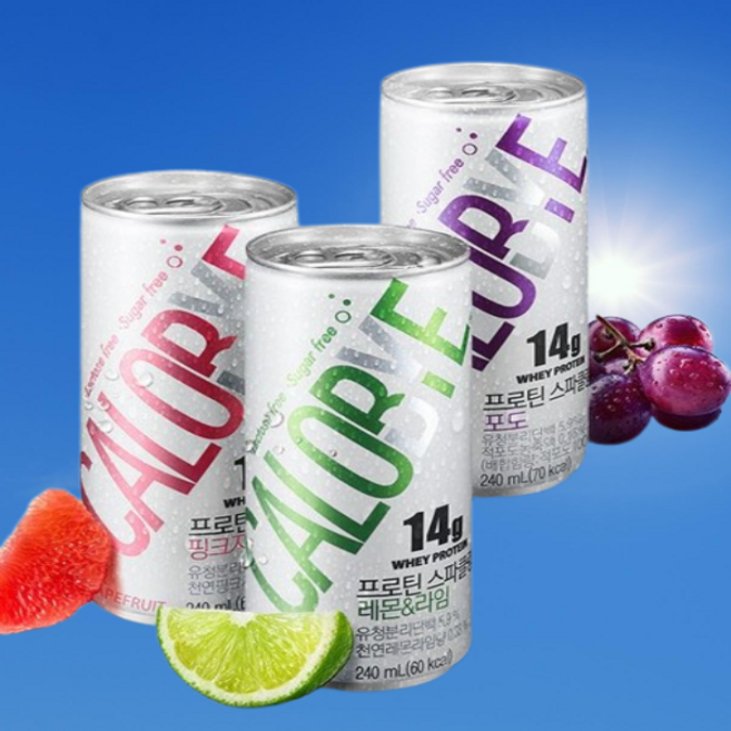 칼로바이 프로틴 스파클링 무설탕 핑크자몽 탄산음료, 240ml, 24개