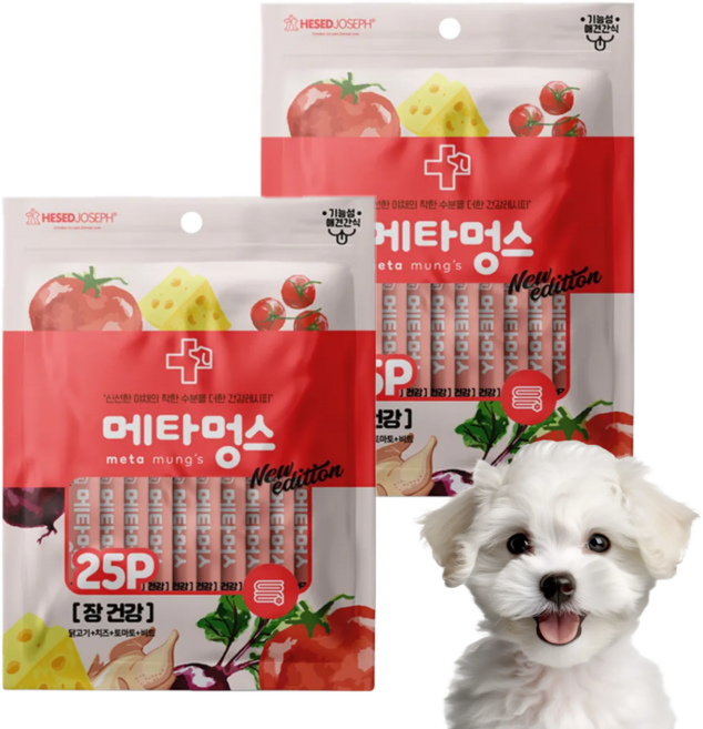 메타멍스 강아지 짜먹는 영양 간식 대용량 25P, 375g, 2개, 장건강