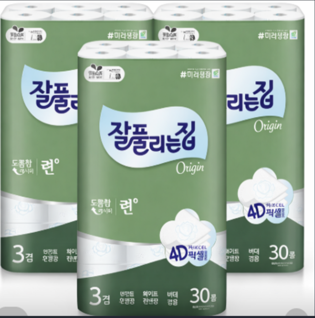 잘풀리는집 화장지 련 30m 90롤 세트, 1세트