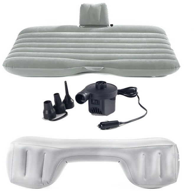 차량 뒷좌석 에어매트 135X80cm 에어블록 펌프 베개포함, 그레이, 1개