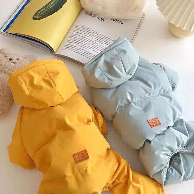 강아지 올인원 오리털 패딩 구스 다운 겨울옷, 스카이블루, 1개