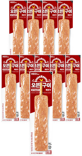 허닭 오븐구이 닭가슴살바 70g 매운맛, 10개