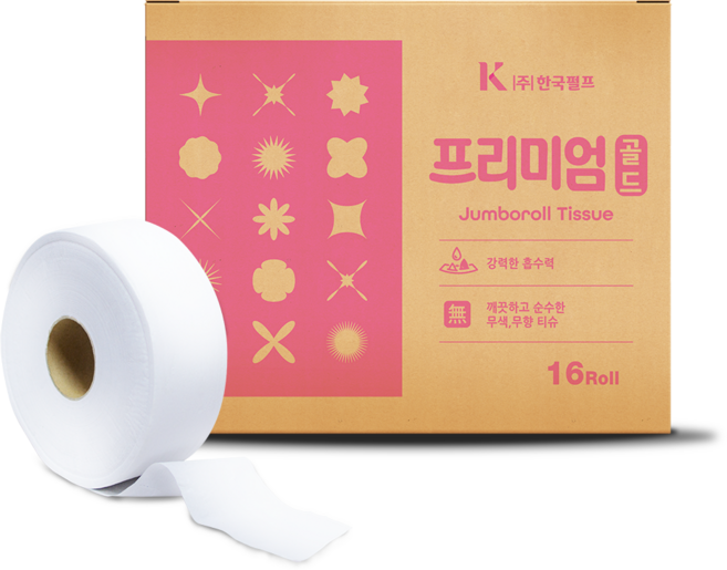 프리미엄골드 점보롤 2겹 300M 16롤 1BOX, 16개입, 1박스