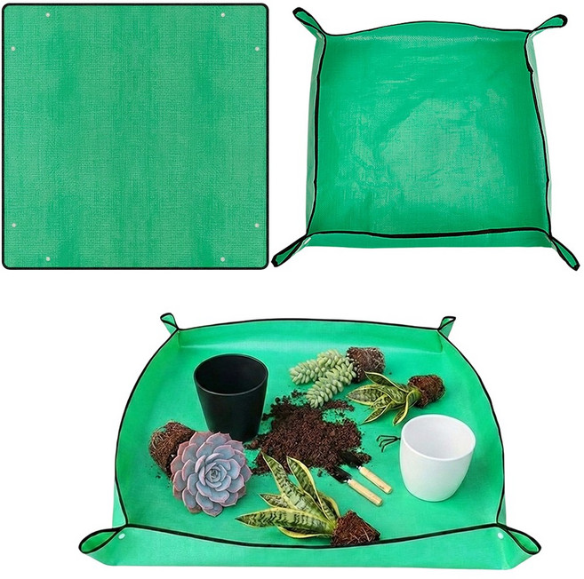 2개 식물 매트 방수 100 * 100cm 분갈이 매트 식물 누수 방지 디자인 정원 매트 실내 식물 분갈이 매트 정원 식물 매트 블랙 분갈이 묘목 토양 교체용