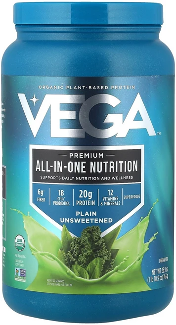 Vega 유기농 식물 기반 단백질 프리미엄 올인원 뉴트리션 플레인 무가당 (1lb 10.9oz), 분말, 1개 - 쿠팡