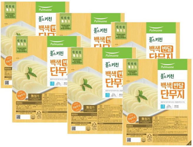 풀무원 풀스키친 무농약 무로 만든 백색 반달 단무지, 6개, 2kg