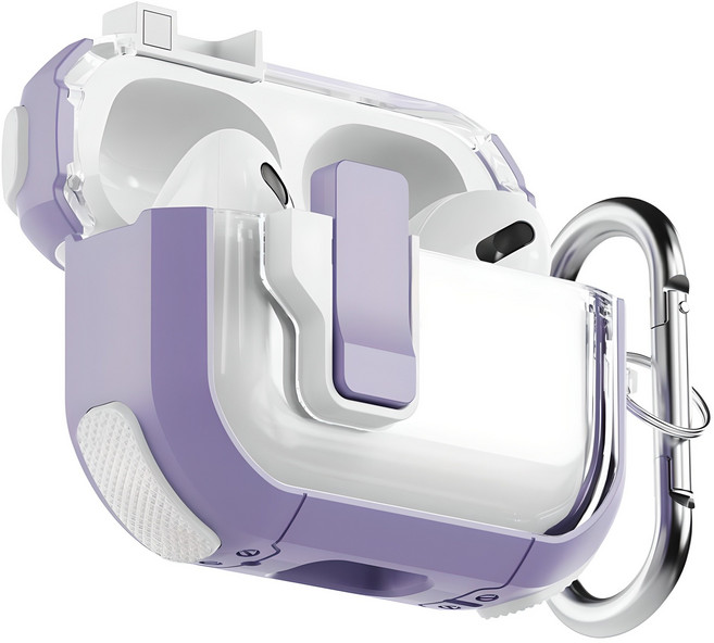 누아트 컬러엣지 분실방지 잠금기능 마그네틱 락 범퍼케이스, 에어팟 4세대 / 에어팟 4세대 노이즈캔슬링, 라벤더, 1개