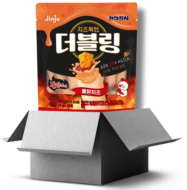 진주햄 천하장사 더블링 불닭치즈 소시지 400g 24봉(1박스)