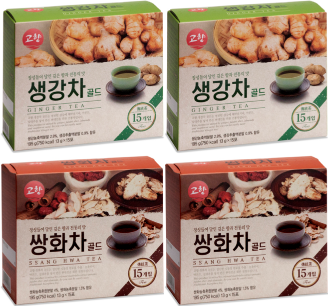 고향 쌍화차골드 195g*2개 + 생강차골드 195g*2개, 1개, 1개