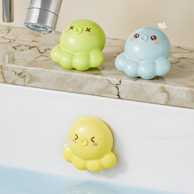HwaDon 문어 실리콘 욕조 세면대 오버플로우 커버 마개, 그린, 3개