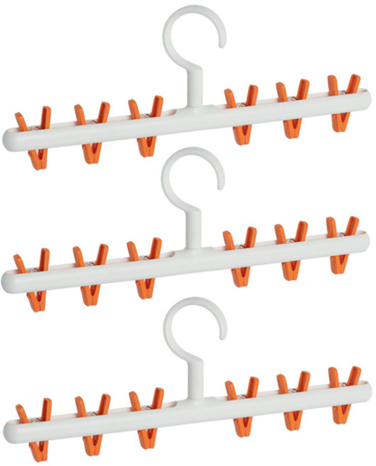 리빙공감 다용도 회전형 집게 양말 모자 걸이 3P, 오렌지, 3개