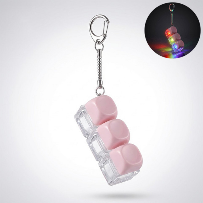 치프몰 파스텔 키보드 열쇠고리, 1개, LED 3캡 핑크