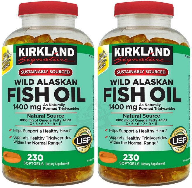 Kirkland 커클랜드 와일드 알라스칸 피쉬오일 1400mg 230소프트젤, 2개, 230정