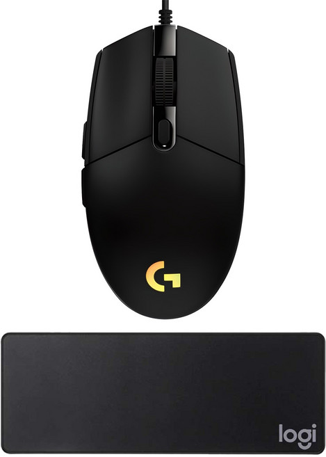 로지텍 유선마우스 G102 2ND + 마우스 장패드, 블랙