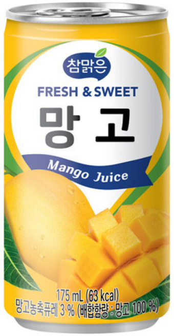 참맑은 망고 -() 주스 업소용 캔음료 과즙음료 망고, 1개, 175ml