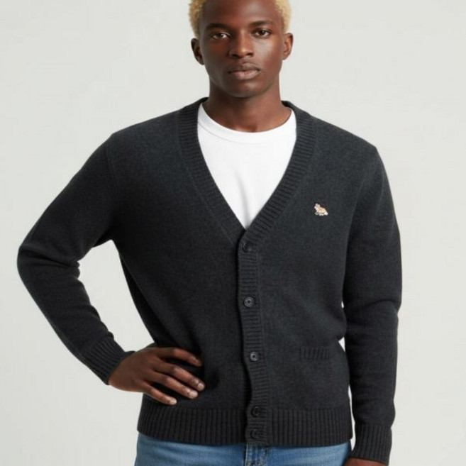 공식정품 메종키츠네 남성 가디건 니트 선물 MAISON KITSUNE BABY FOX PATCH COSY CARDIGAN (HM00501KT1006-DGM/H170) (베이비