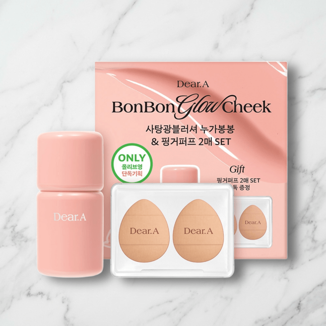 디어에이 봉봉 글로우 치크 + 핑거퍼프, 1개, 02 멜로우 봉봉 단품