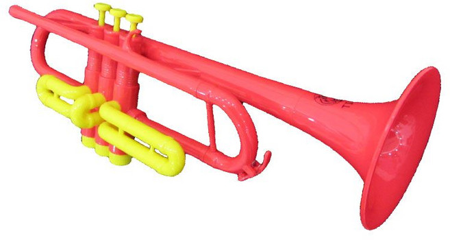 플라스틱 트럼펫 초보자 연습용 B플랫 나팔 레슨용, 빨간색 노란색, 1개