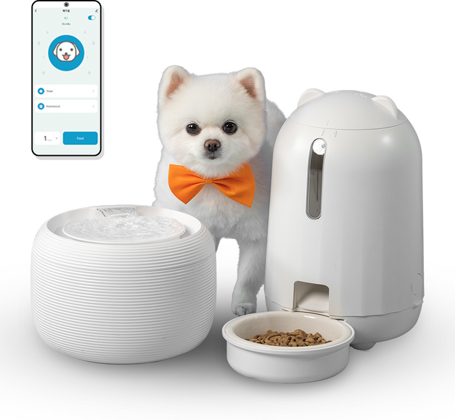 페키움 강아지 고양이 풀패키지 급수기 정수기 어플 스마트 급식기, 풀패키지(앱연동) 단품, 1세트, 화이트, PSF-20
