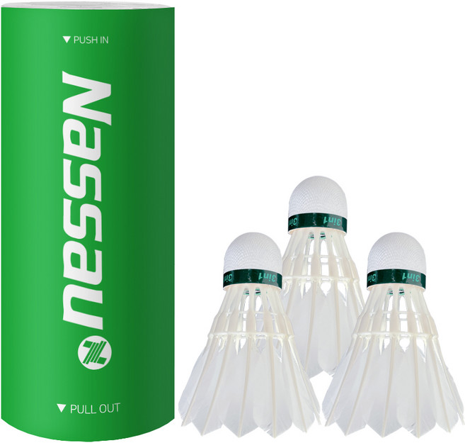 낫소 NSC-701 NSC-706 NSC-703 3in1 셔틀콕 고내구성 고탄성 합성 셔틀 배드민턴 연습용 경기용 비행 안정성 우수, 1세트, 3개입, 화이트