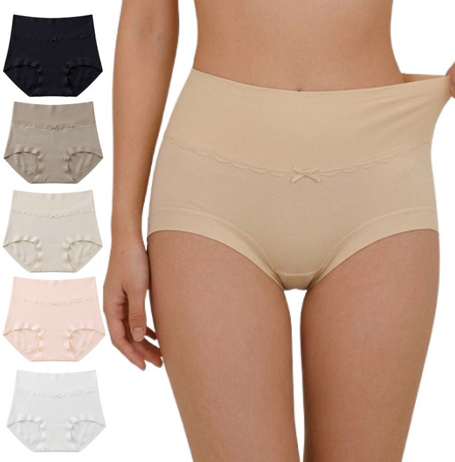 릴리루 여성 하이웨스트 순면 노라인 팬티 편안한 데일리 속옷 5종 세트