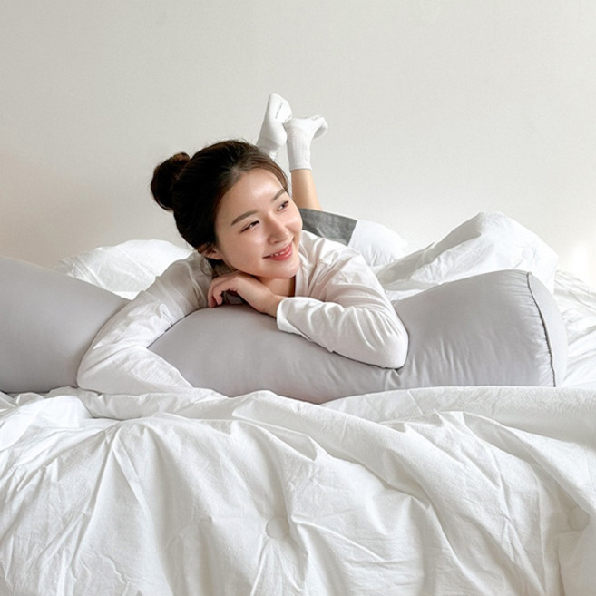 집앤콕 원형 롱 바디필로우 커버만, 모던 네이비