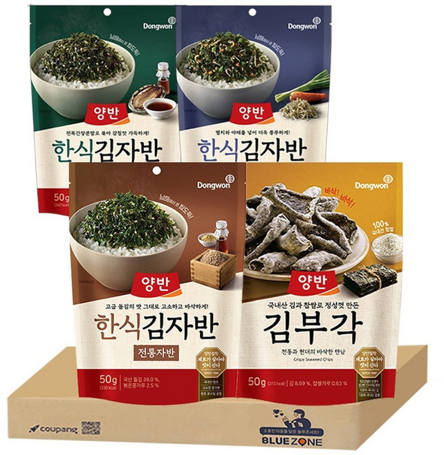 [블루존] 동원 양반 김자반50g (전통자반+전복간장+멸치야채)+김부각50g, 50g, 1개