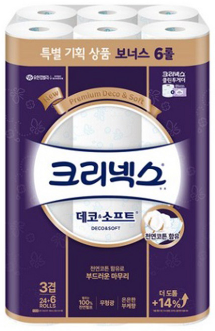 크리넥스 데코앤소프트 3겹 화장지, 25m, 30개입, 1개