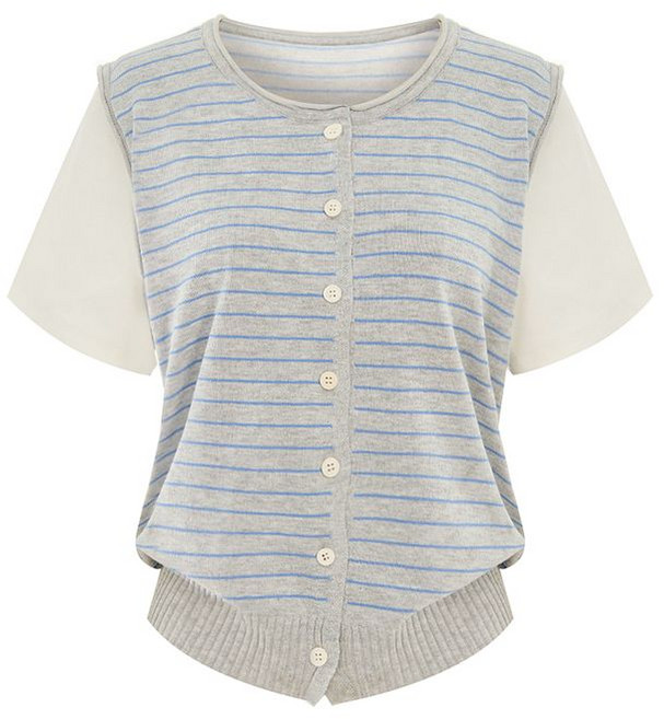 페이지플린 여성용 소매 배색 스트라이프 니트 P6BKN001C